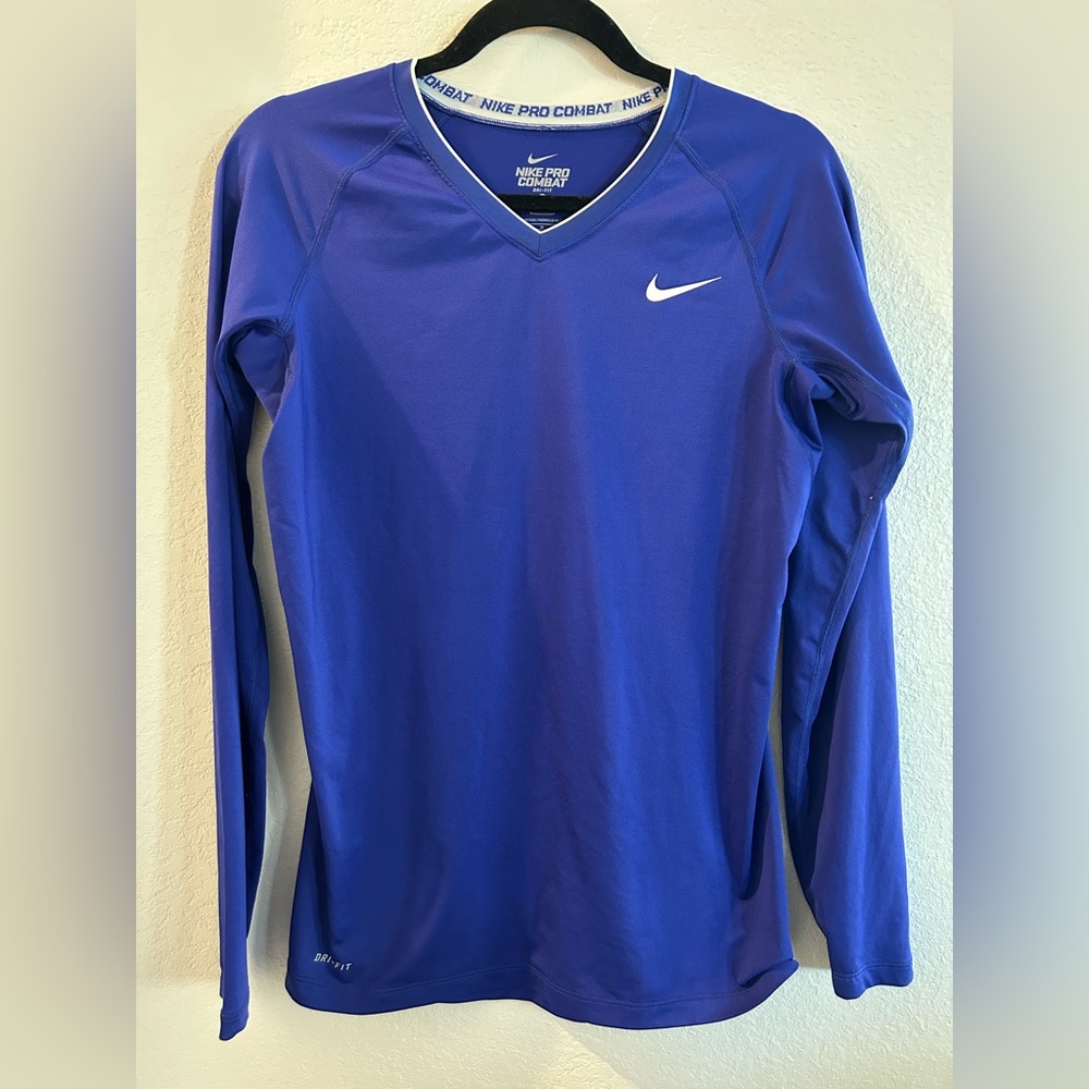 Nike Pro Combat Purple Long Sleeve Dri-Fit Fitted Athletic Shirt Women’s Sz M